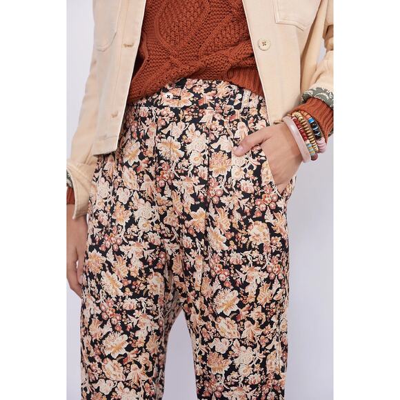 Anthropologie Diandra Floral Print High Rise Pleated Jogger Pants Size 10 - Picture 4 of 14